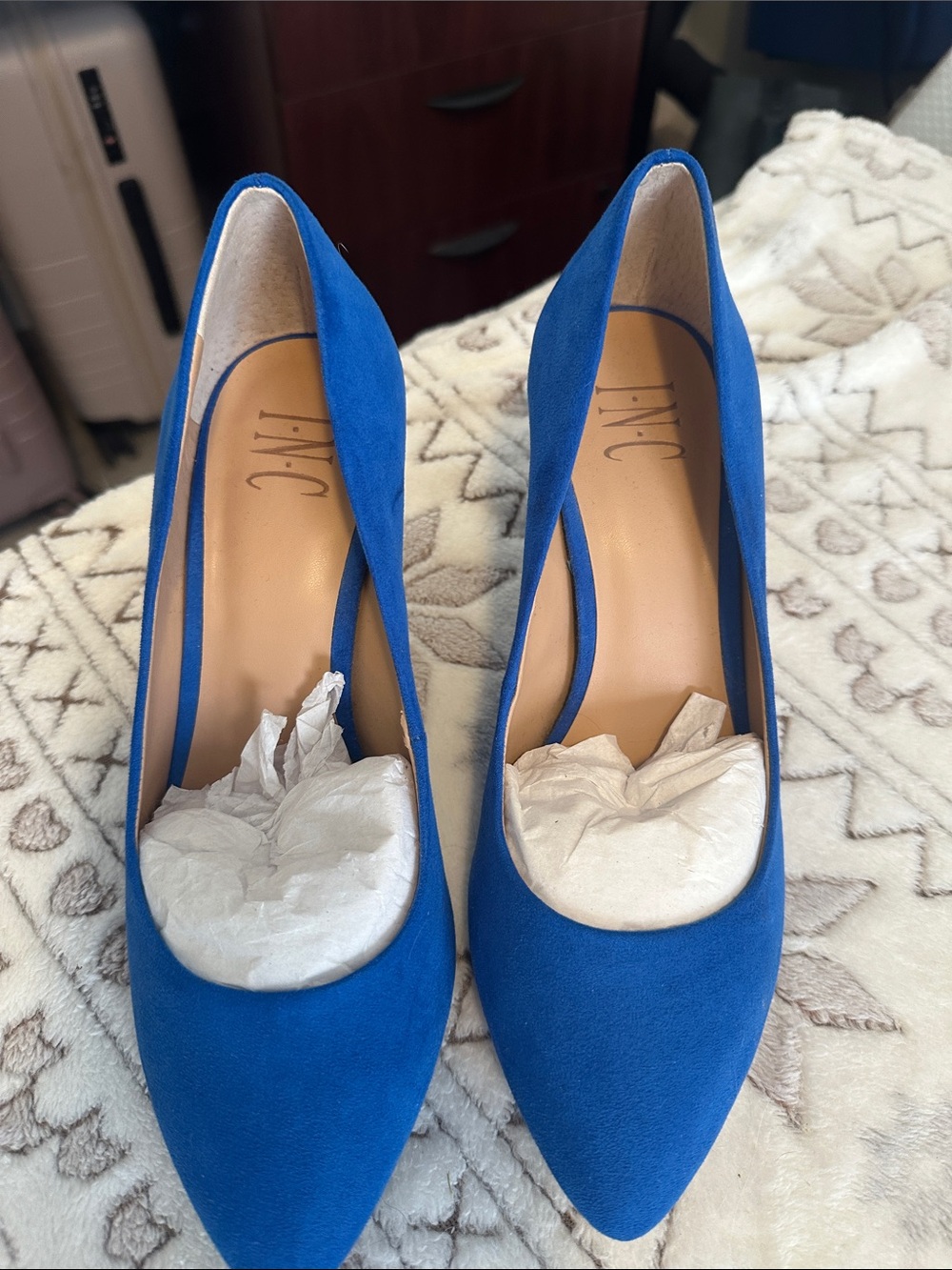 INC International Concepts Electric Blue Pointed-Toe Suede Pumps